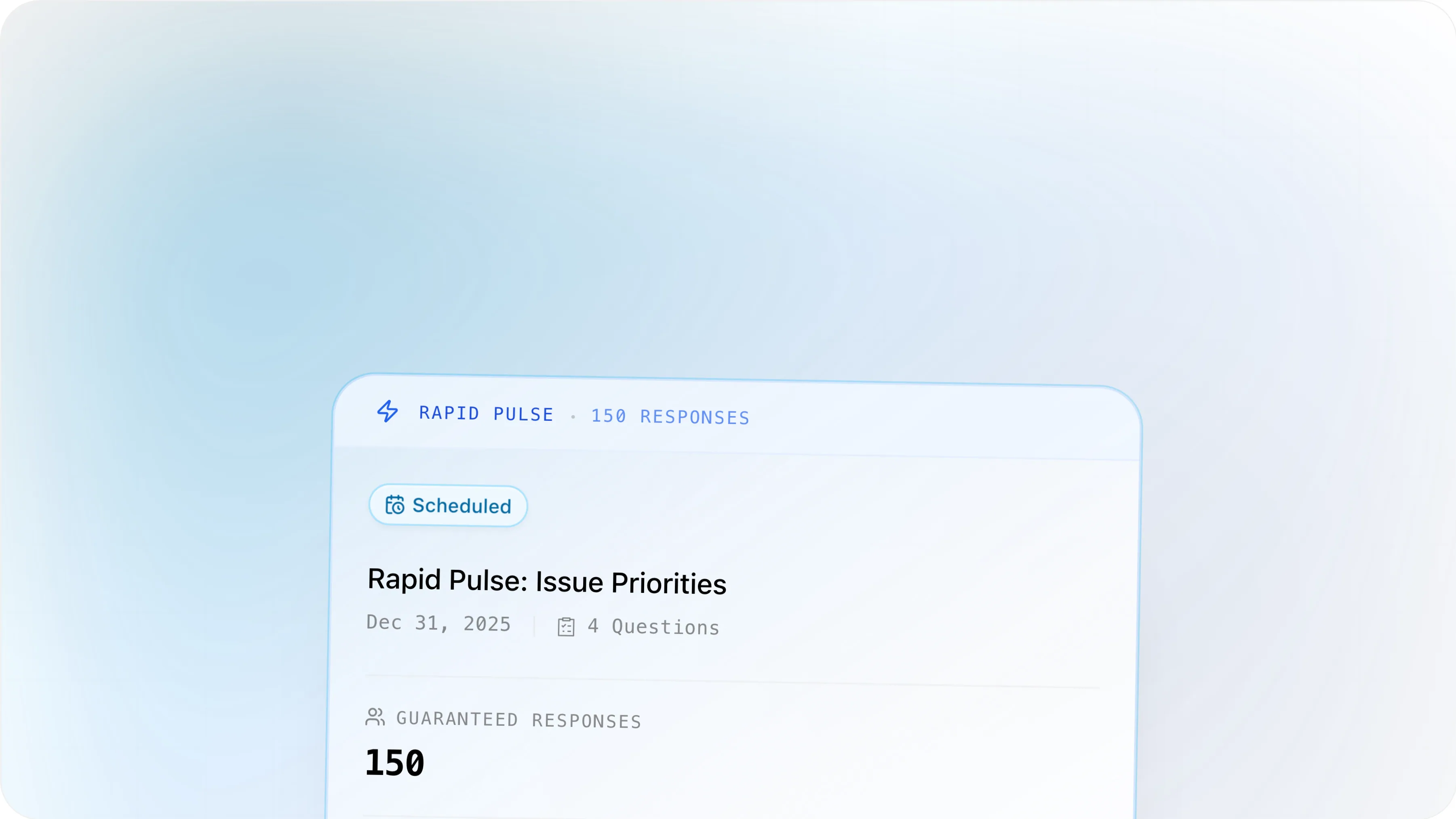 Rapid Pulse survey card preview in light mode