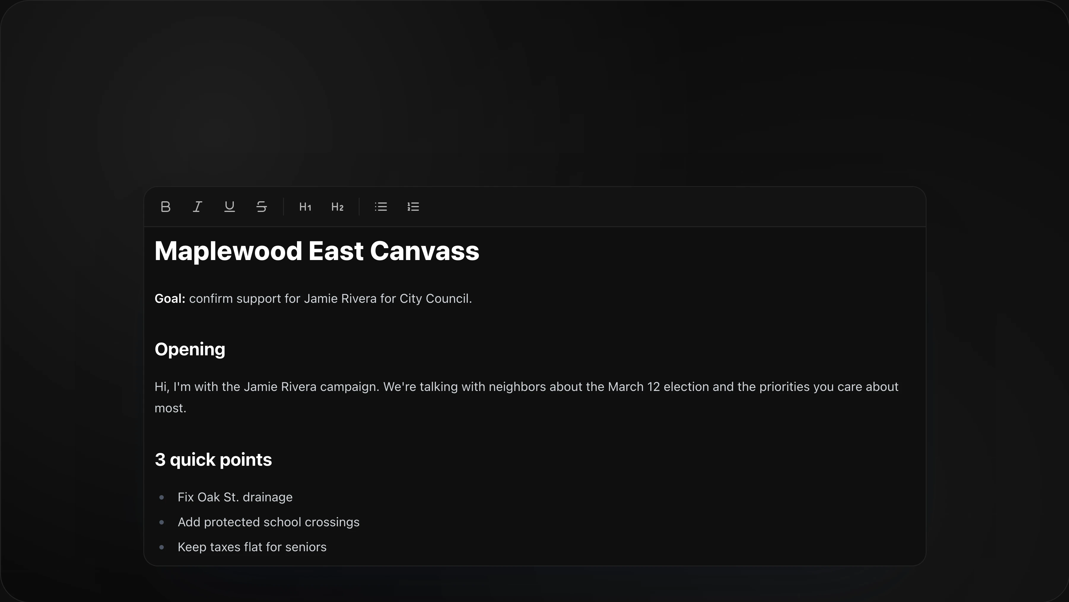 Walk packet script editor centered in the walk sheet view