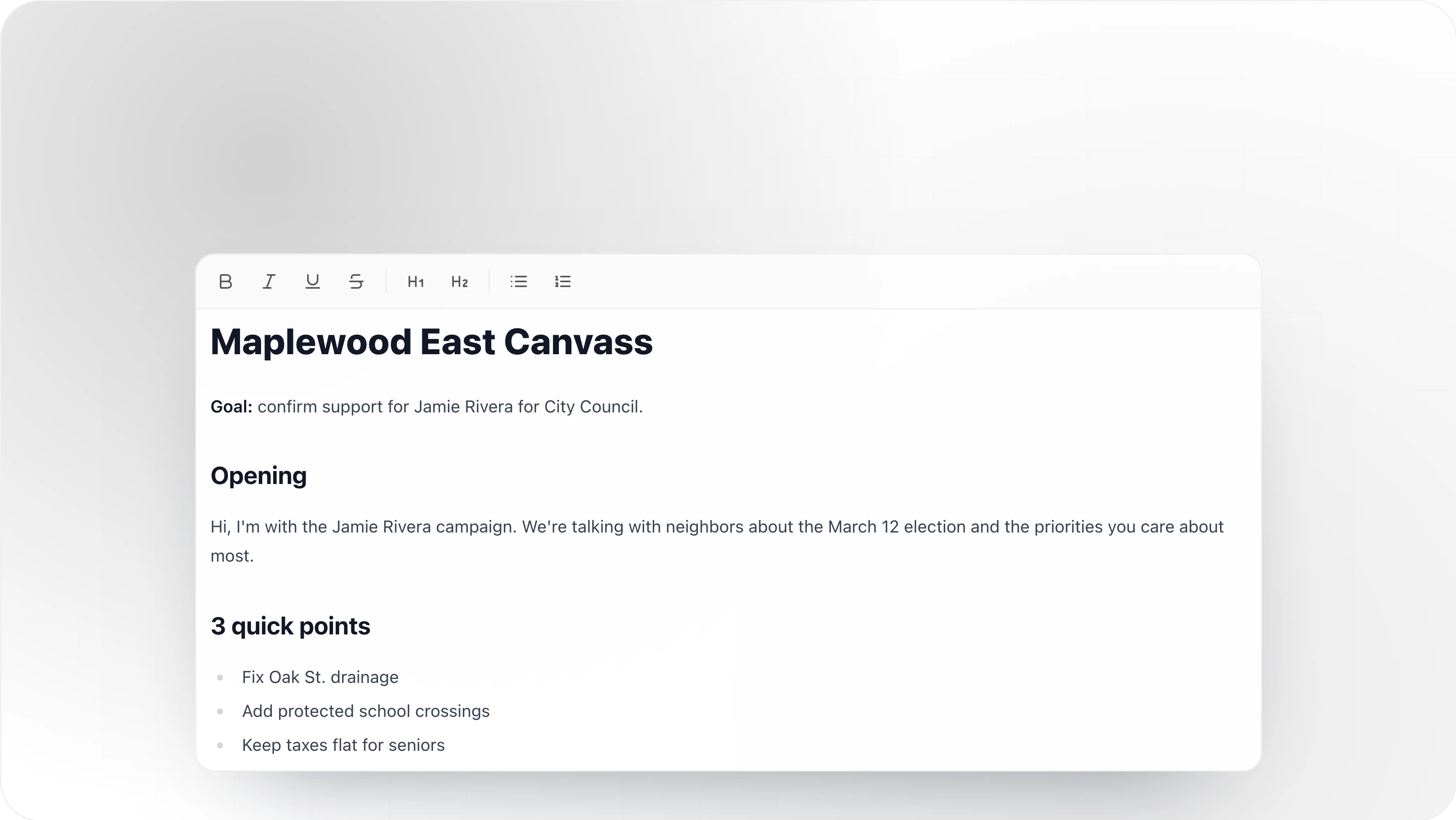 Walk packet script editor centered in the walk sheet view